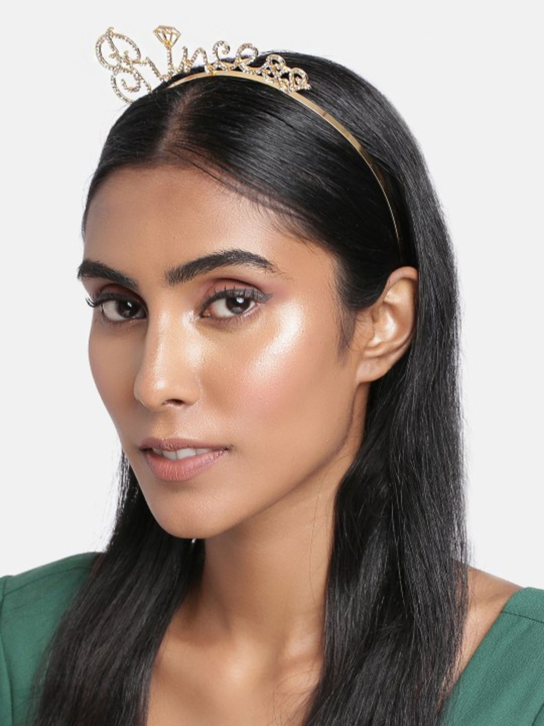 DressBerry Women Stone Princess Crown Design Hairband