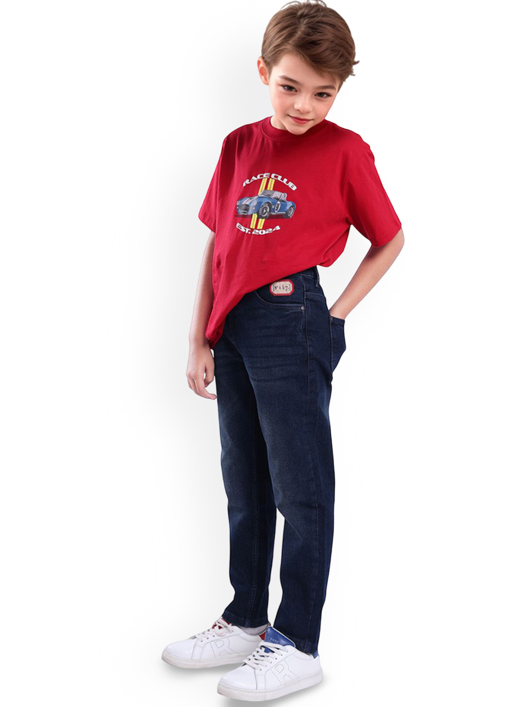 RARE ONES Boys Tobby Slouchy Fit Mid-Rise Jeans