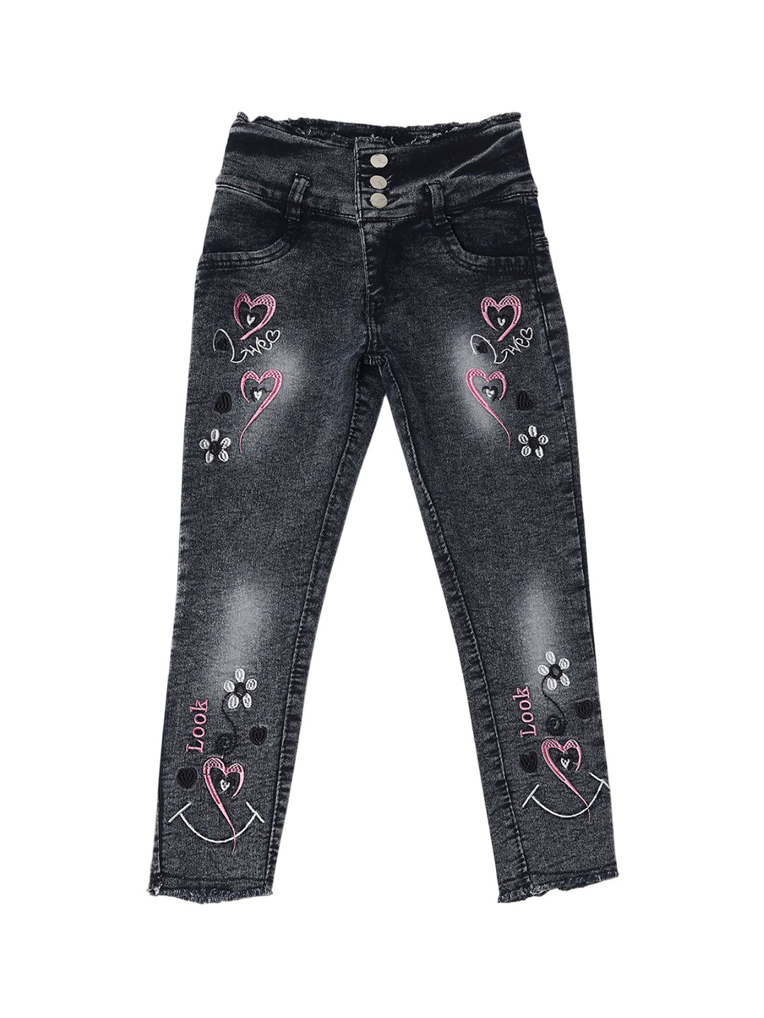 Arshia Fashions Girls Regular Fit Mid-Rise Heavy Fade Stretchable Jeans