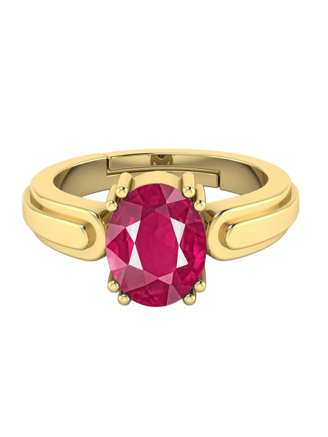 RRVGEM 13.25 Ratti 12.40 KT Manik Stone Adjustable Gold Finger Ring