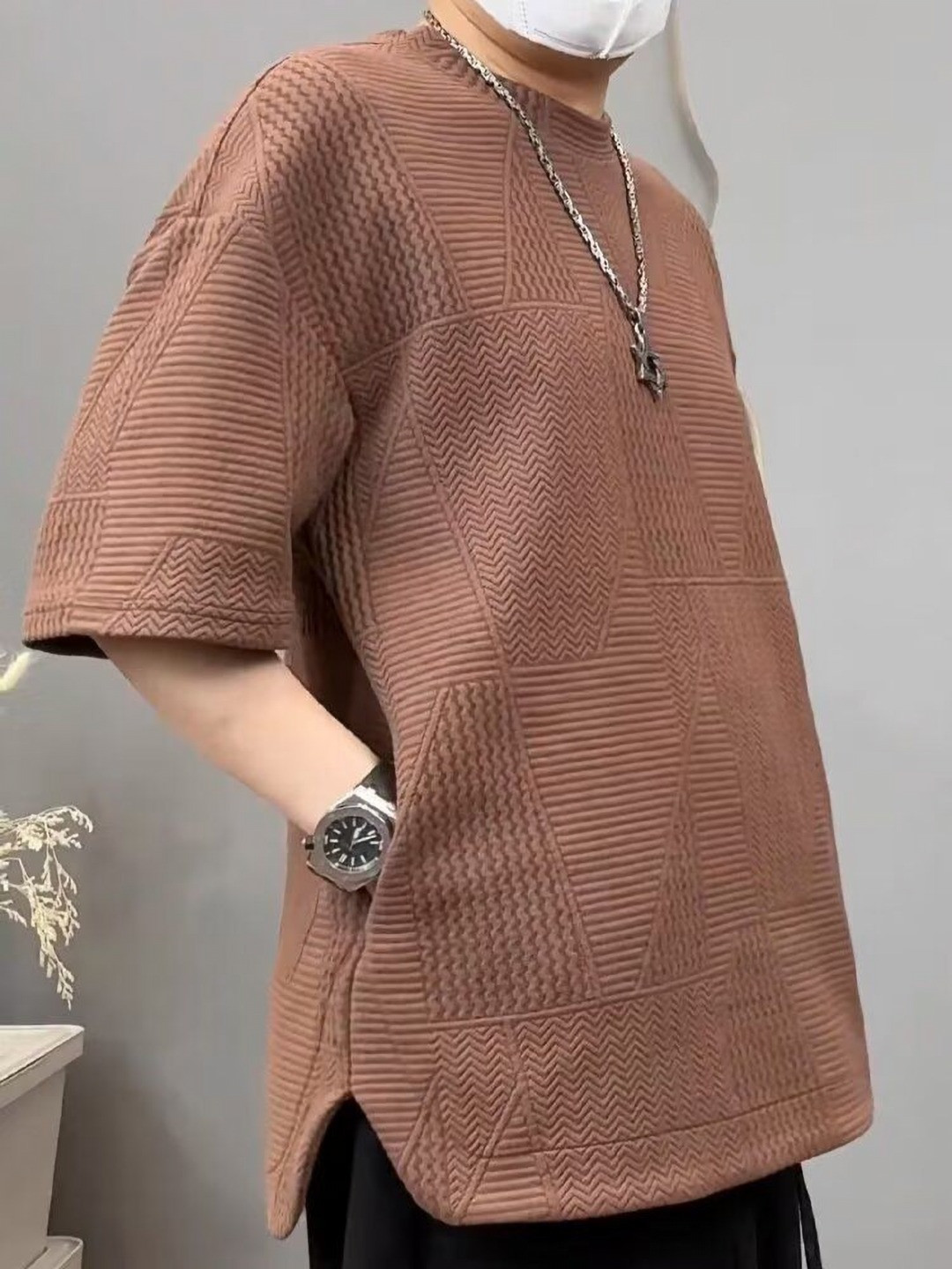 StyleCast x Revolte Men Raw Edge Relax Fit T-shirt