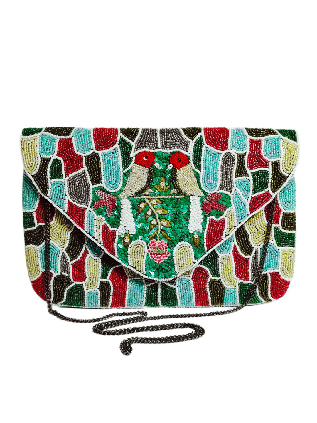 LEMONIUS PEARLS Embellished Envelope Clutch