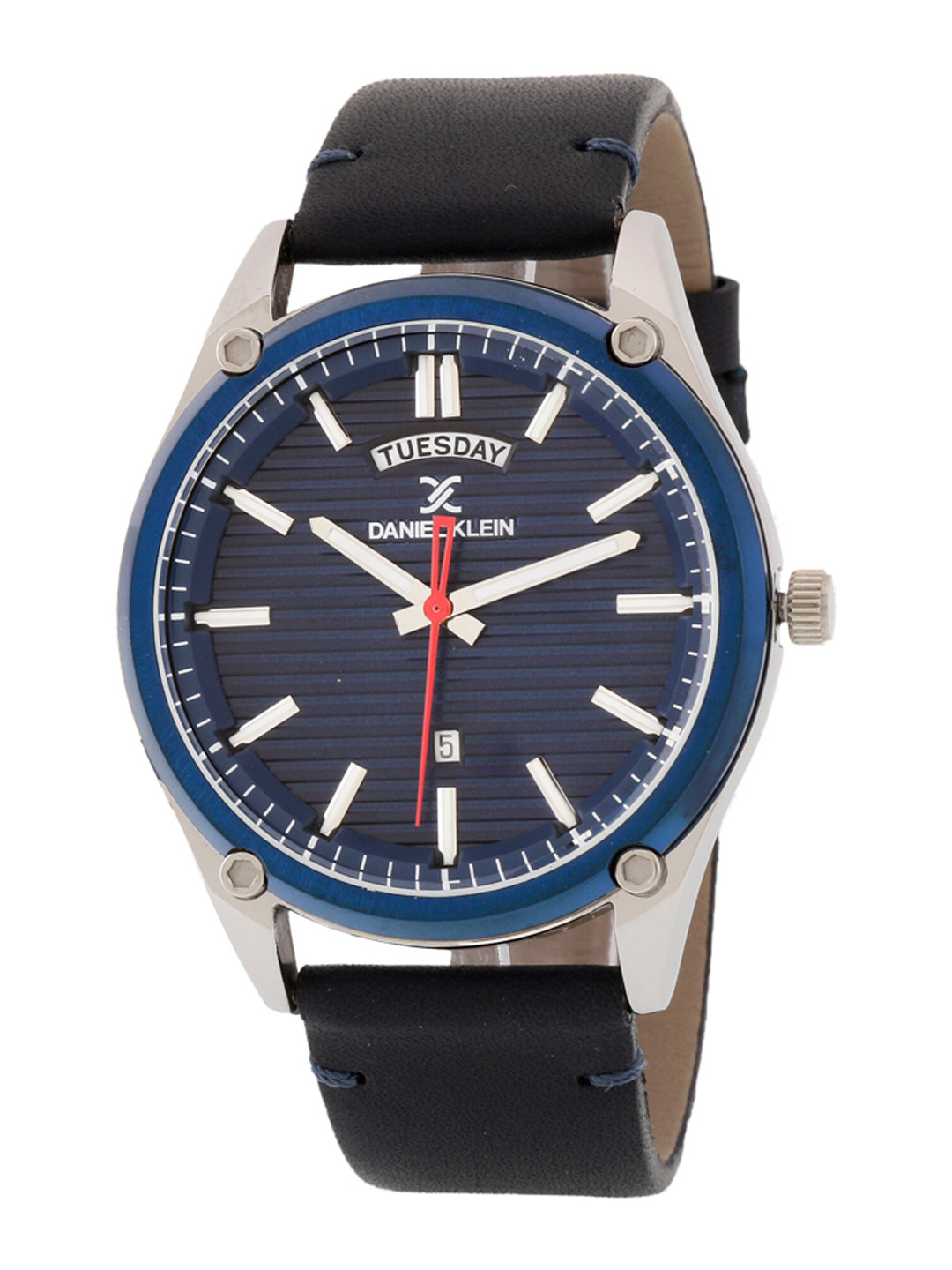 Daniel Klein Men Blue Dial & Black Leather Straps Analogue Watch DK.1.12381-3