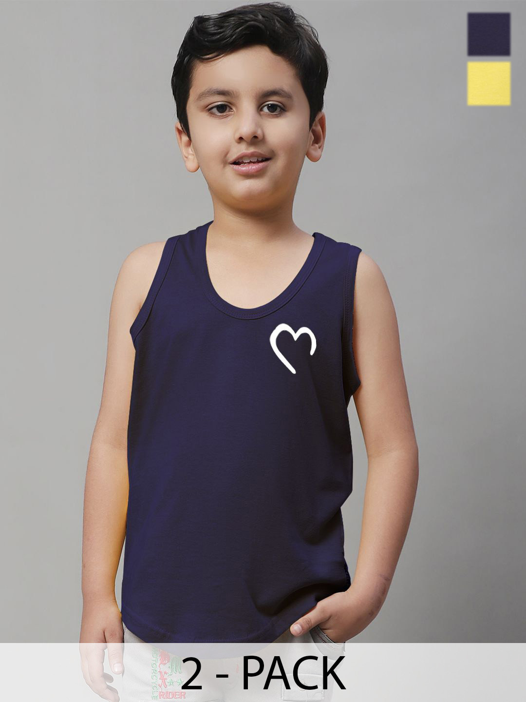 Friskers Boys 2-Pcs Printed Skin-Friendly Cotton Innerwear Vests KDC277-26-KDC280-14