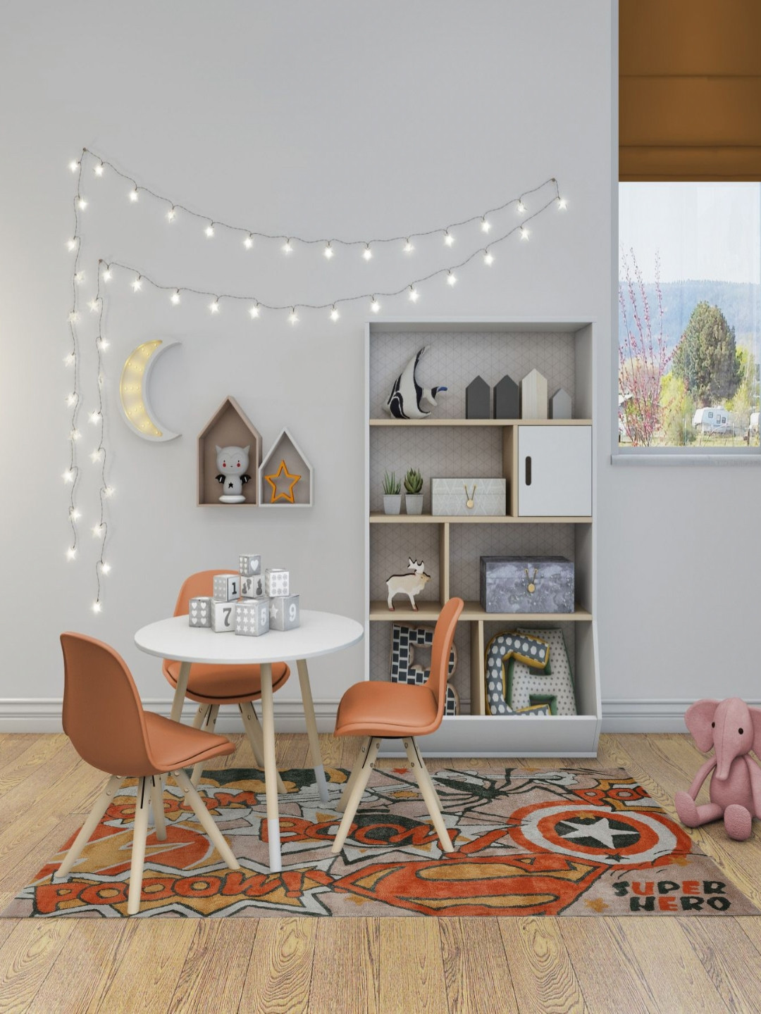 saraswatii global Little Orange Colored & Grey Printed Tufted Woollen Carpet