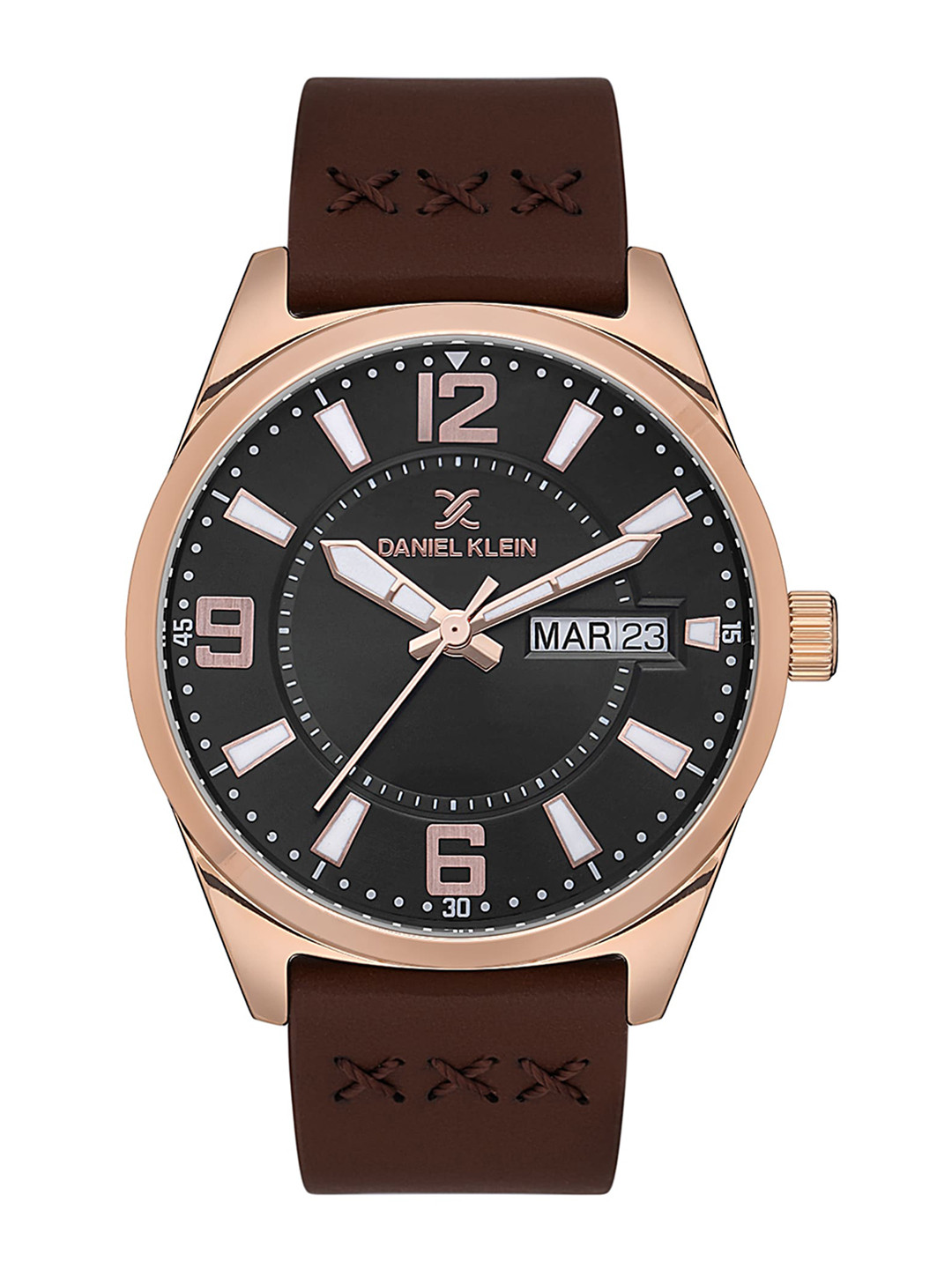 Daniel Klein Men Premium Embellished Leather Straps Analogue Watch DK.1.13668-6