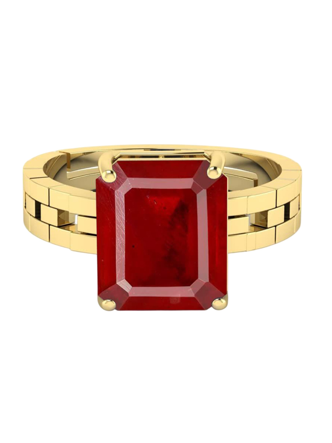 RRVGEM 12.50 KT Gold Plated Ruby Gemstone Adjustable Ring
