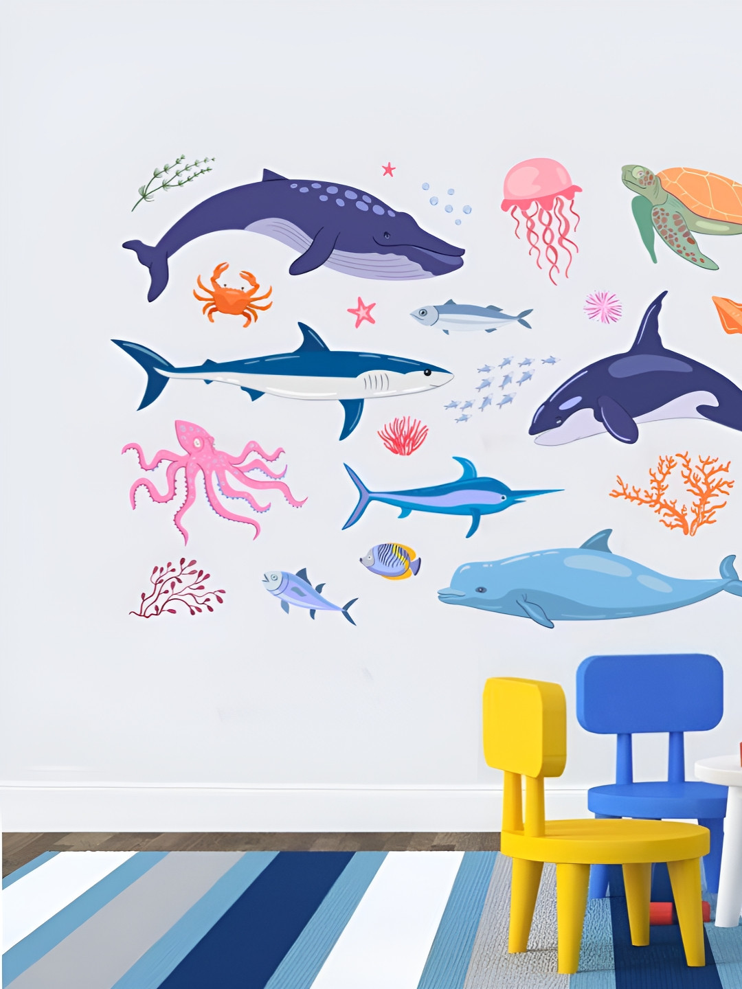 Decor Villa Multicolor Sea Animals Wall Sticker