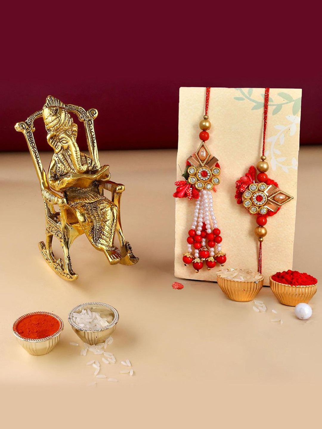 CraftVatika 5-Pcs Lord Ganesh With Greeting Card & Roli Chawal