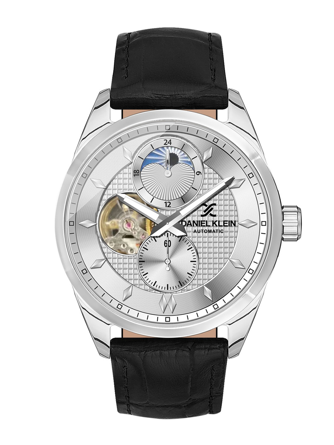 Daniel Klein Men Skeleton Dial & Leather Straps Analogue Watch DK 1 13440-1