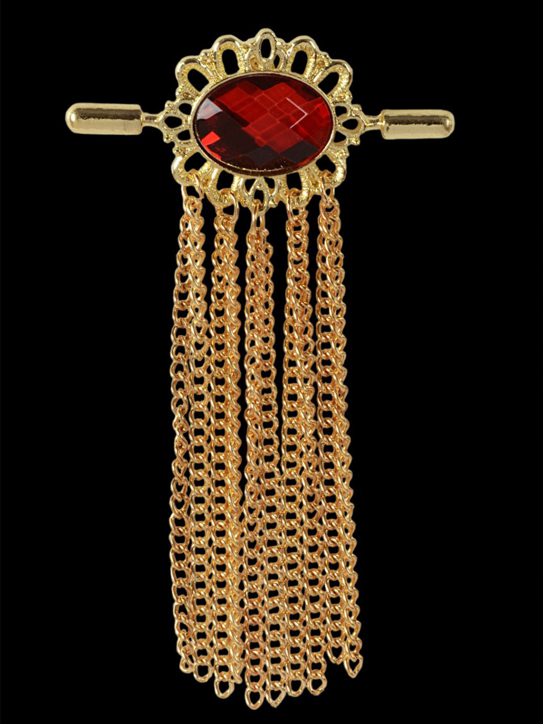 Curren Gold-Plated Artificial Stone Chain Brooch