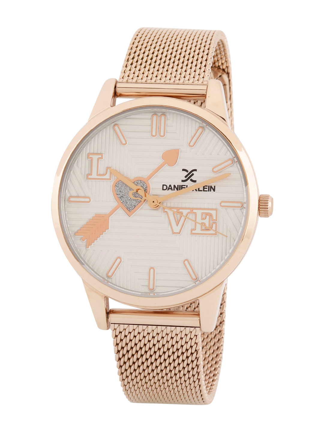 Daniel Klein Women Silver-Toned Dial & Rose Gold Toned Straps Analogue Watch DK.1.12791-3