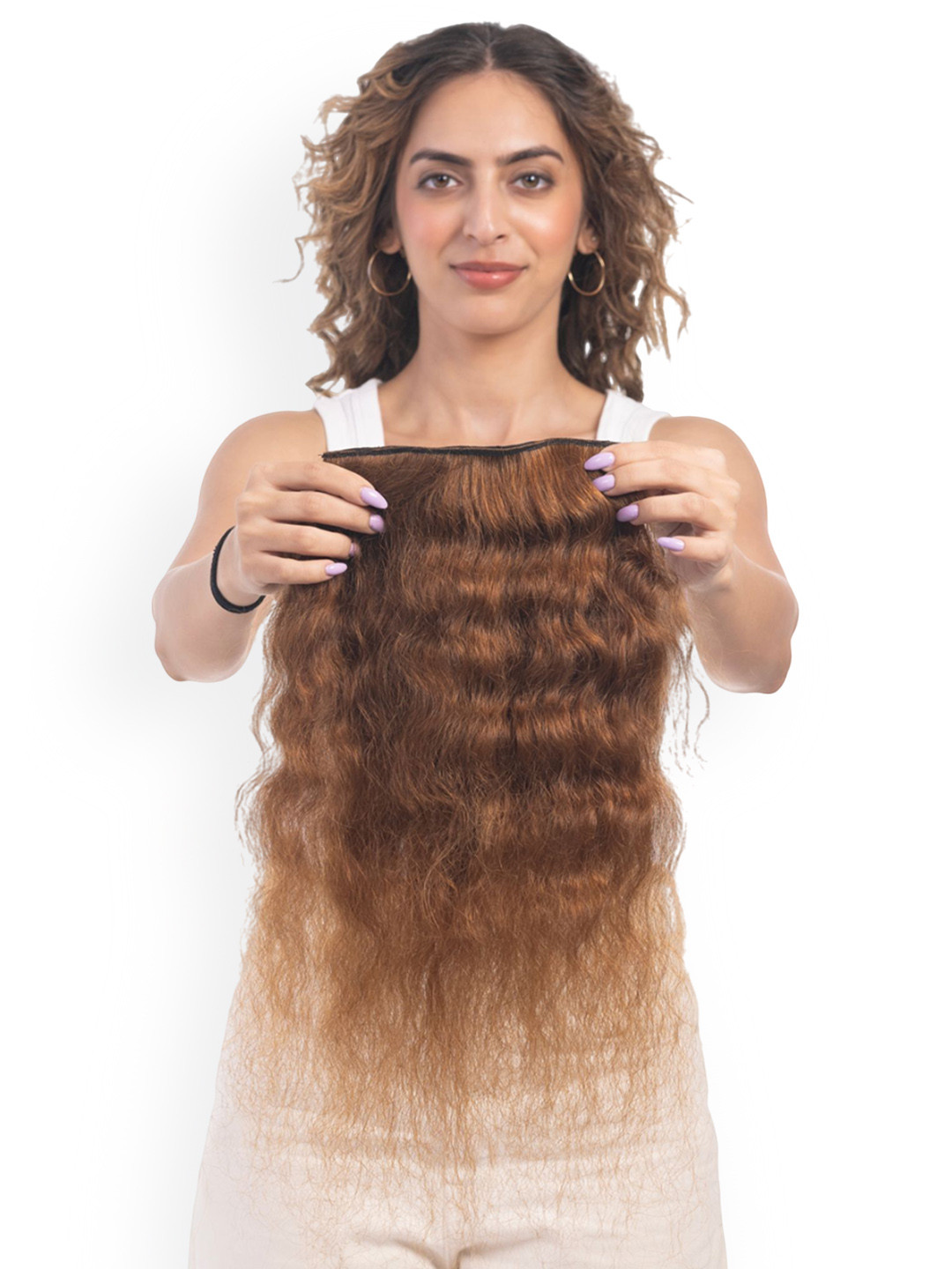 HAIRJOY 4 Clip Curly Volumizer Light Golden Brown Instant Volume & Length 12 Inches