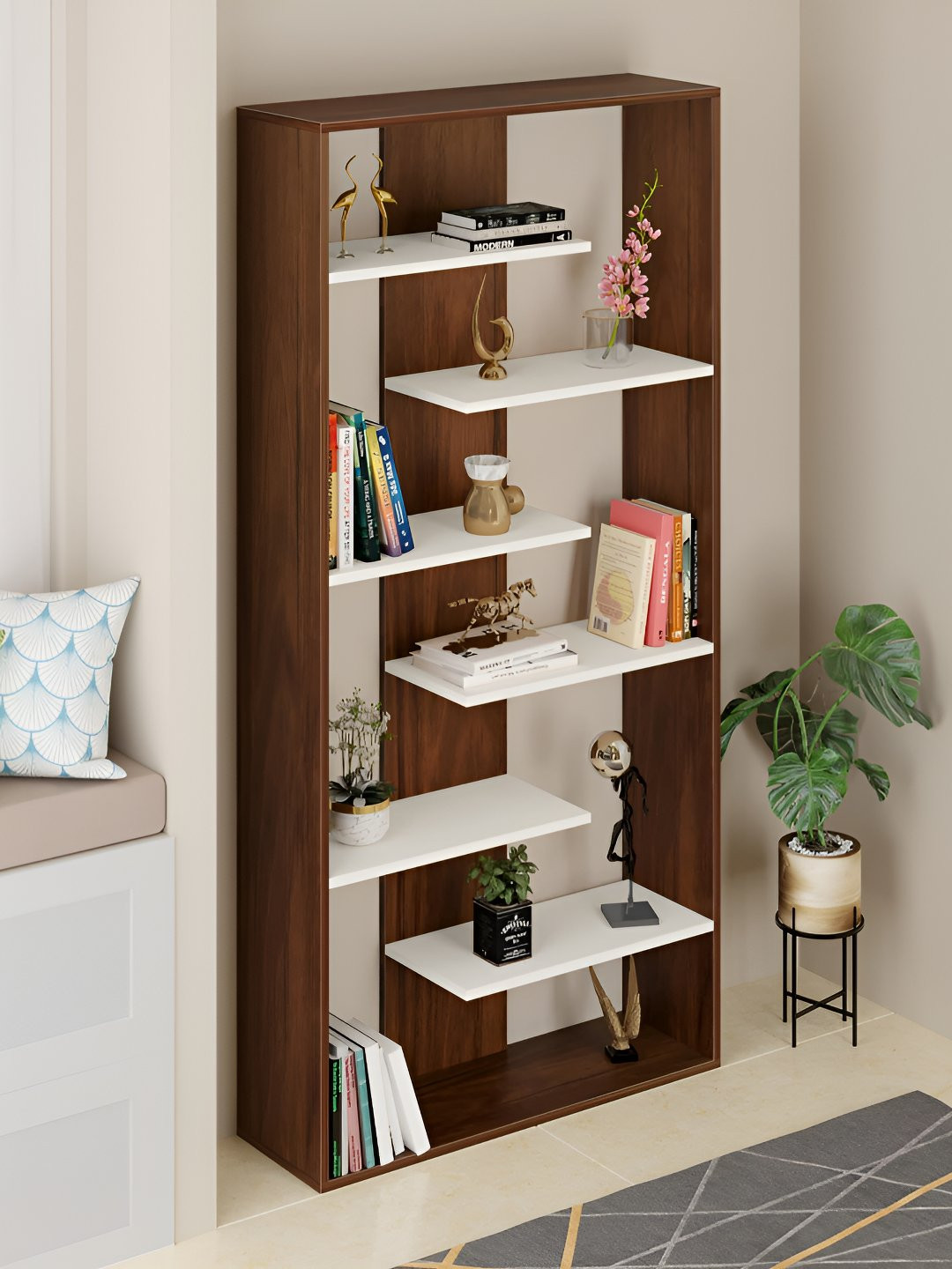 bluewud Brown 7 Tier BookShelf
