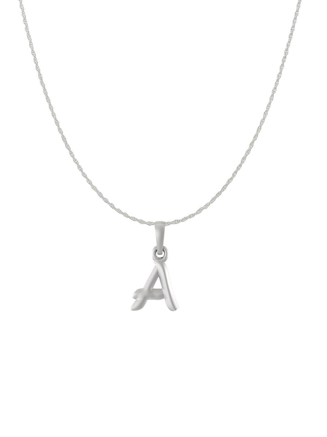 AKSHAT SAPPHIRE 925 Sterling Silver A Alphabet Pendant with Rope Chain