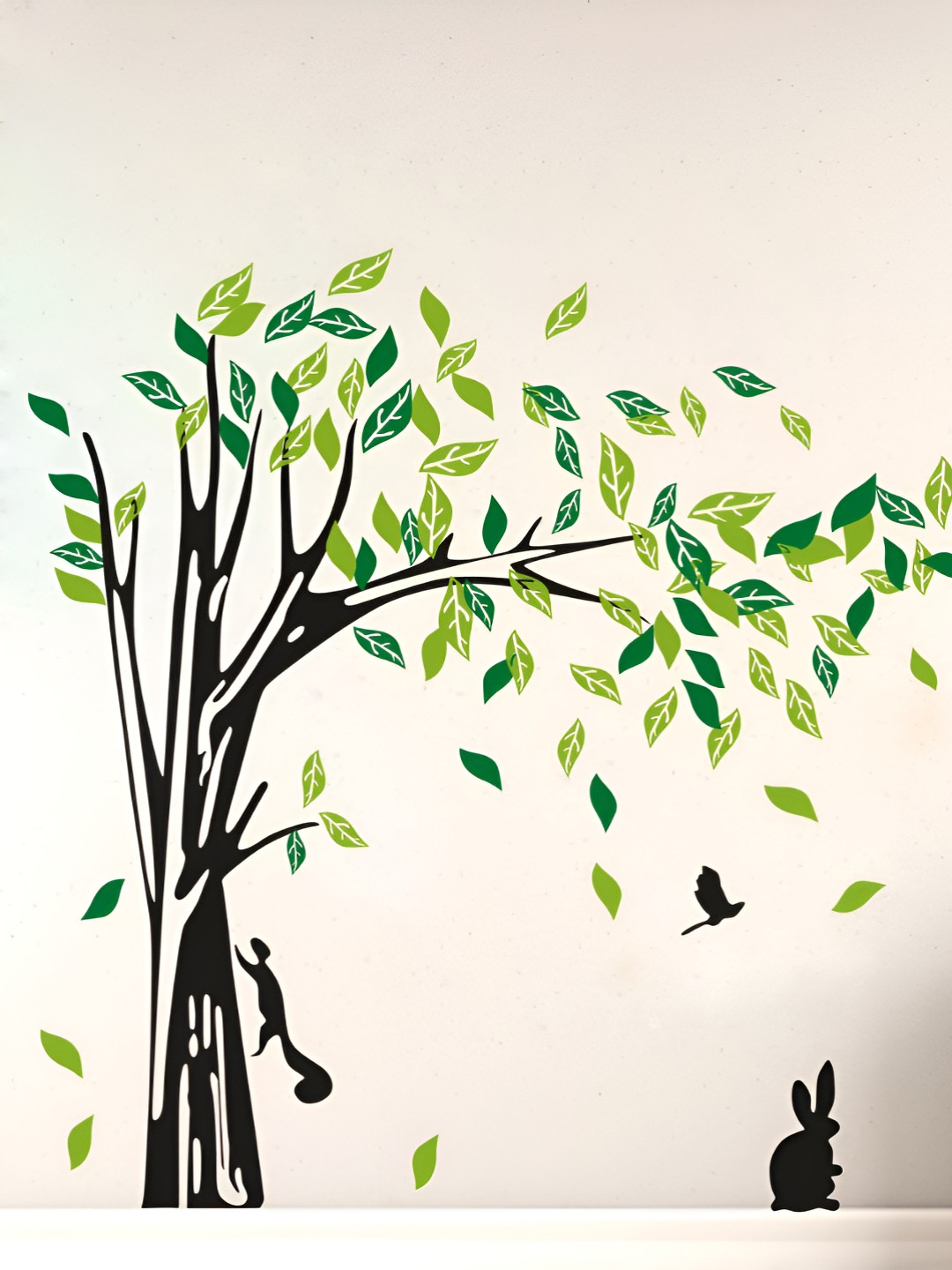 Decor Villa Multicolor Tree And Rabbit Wall Sticker