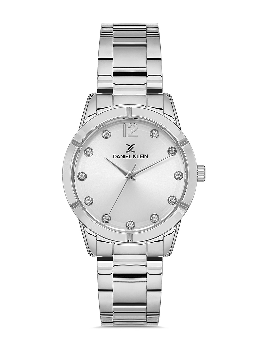 Daniel Klein Women Silver-Toned Embellished Dial & Silver Toned Stainless Steel Bracelet Style Straps Watch DK 1 13045-1