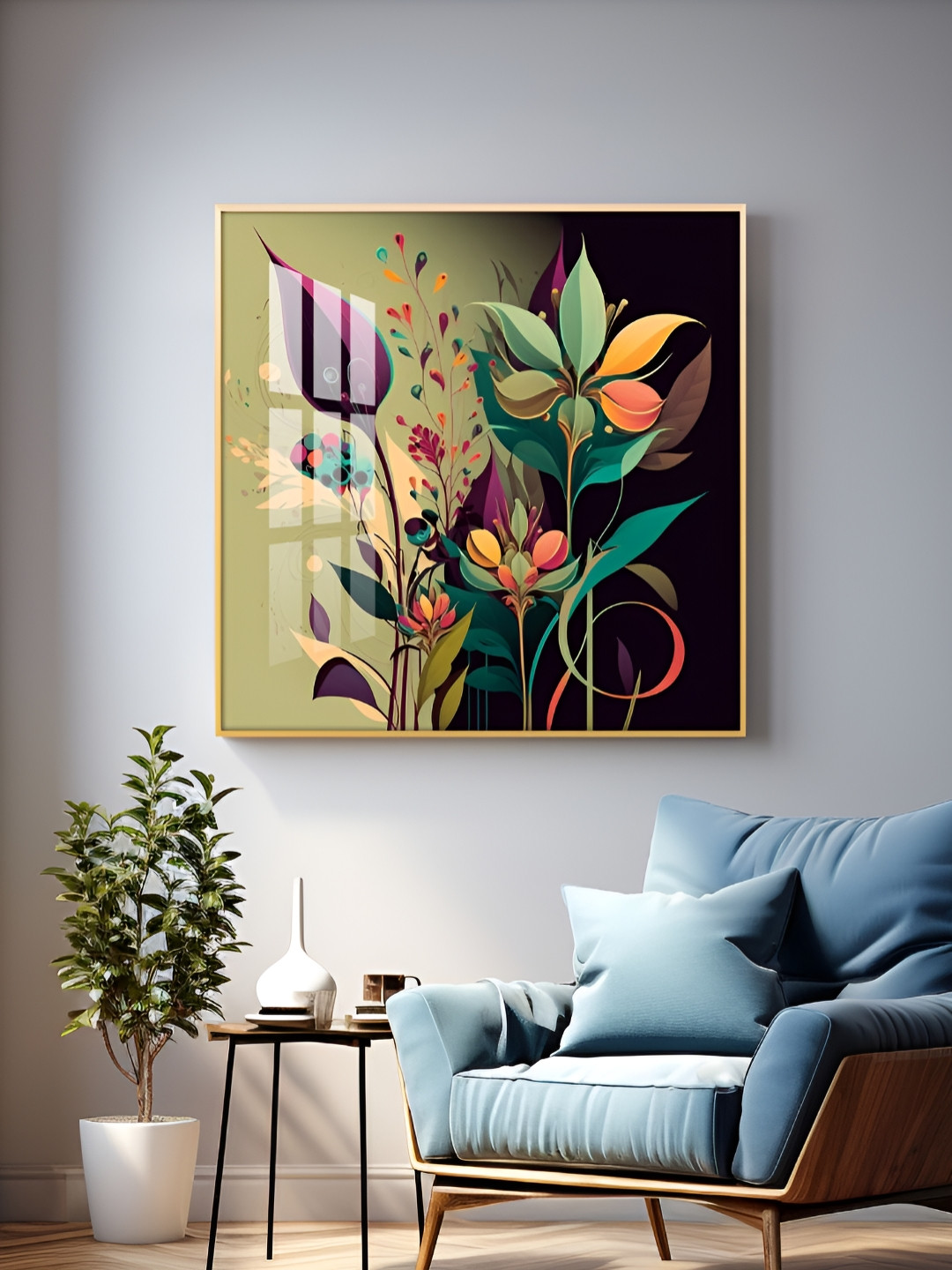 THE NEXT DECOR Midnight Petals Plastic Floral Glossy Hanging Hall Wall Hangings-18In