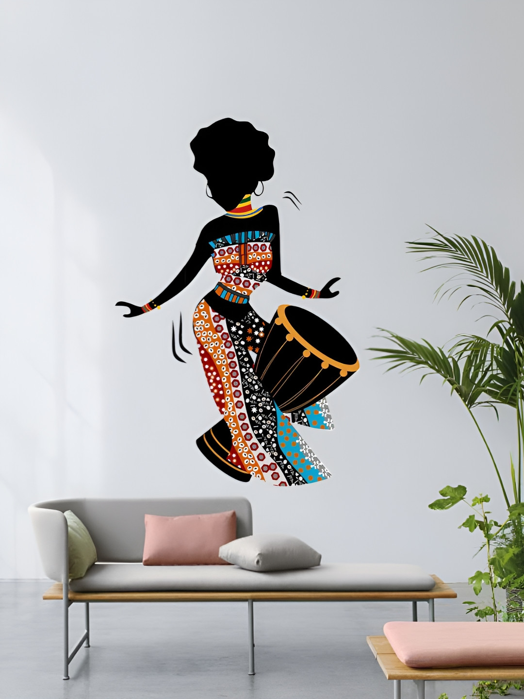 Decor Villa Multicolor Dancing African Women Wall Sticker