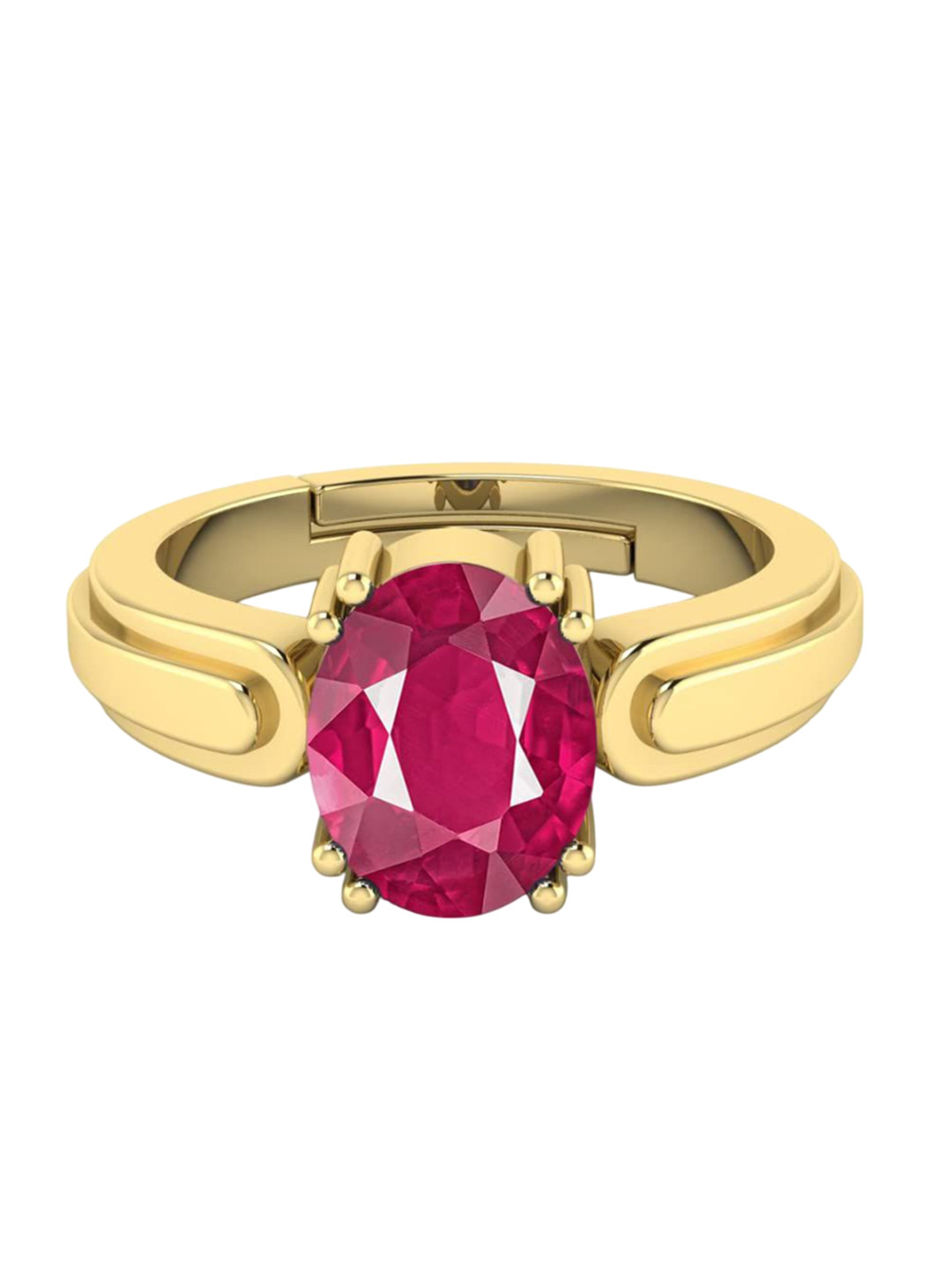 RRVGEM 8.25 Ratti A+ Quality Adjustable Gold Plated Ruby Ring