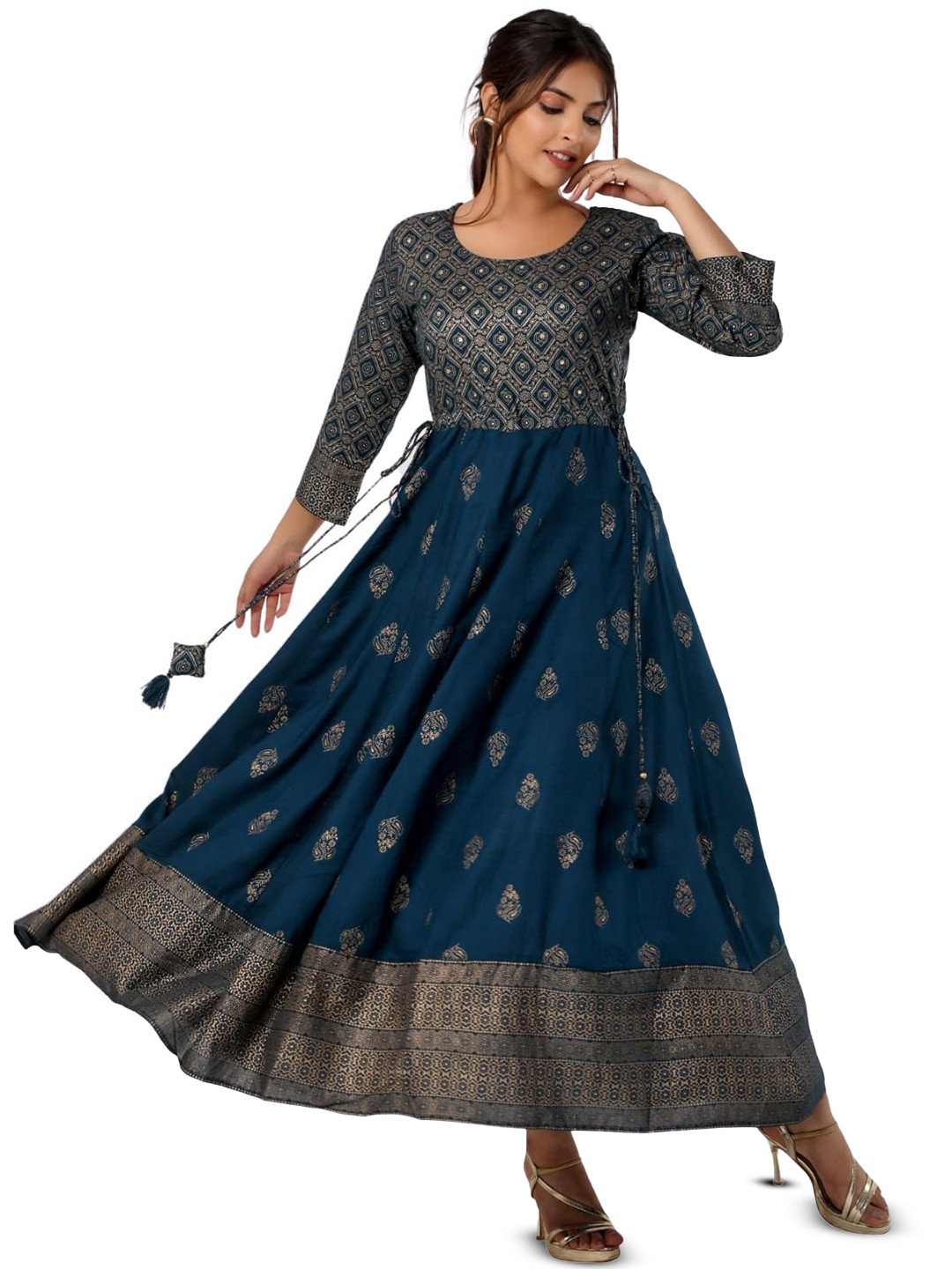 Billion Women Floral Printed Round-Neck Regular Anarkali Kurta