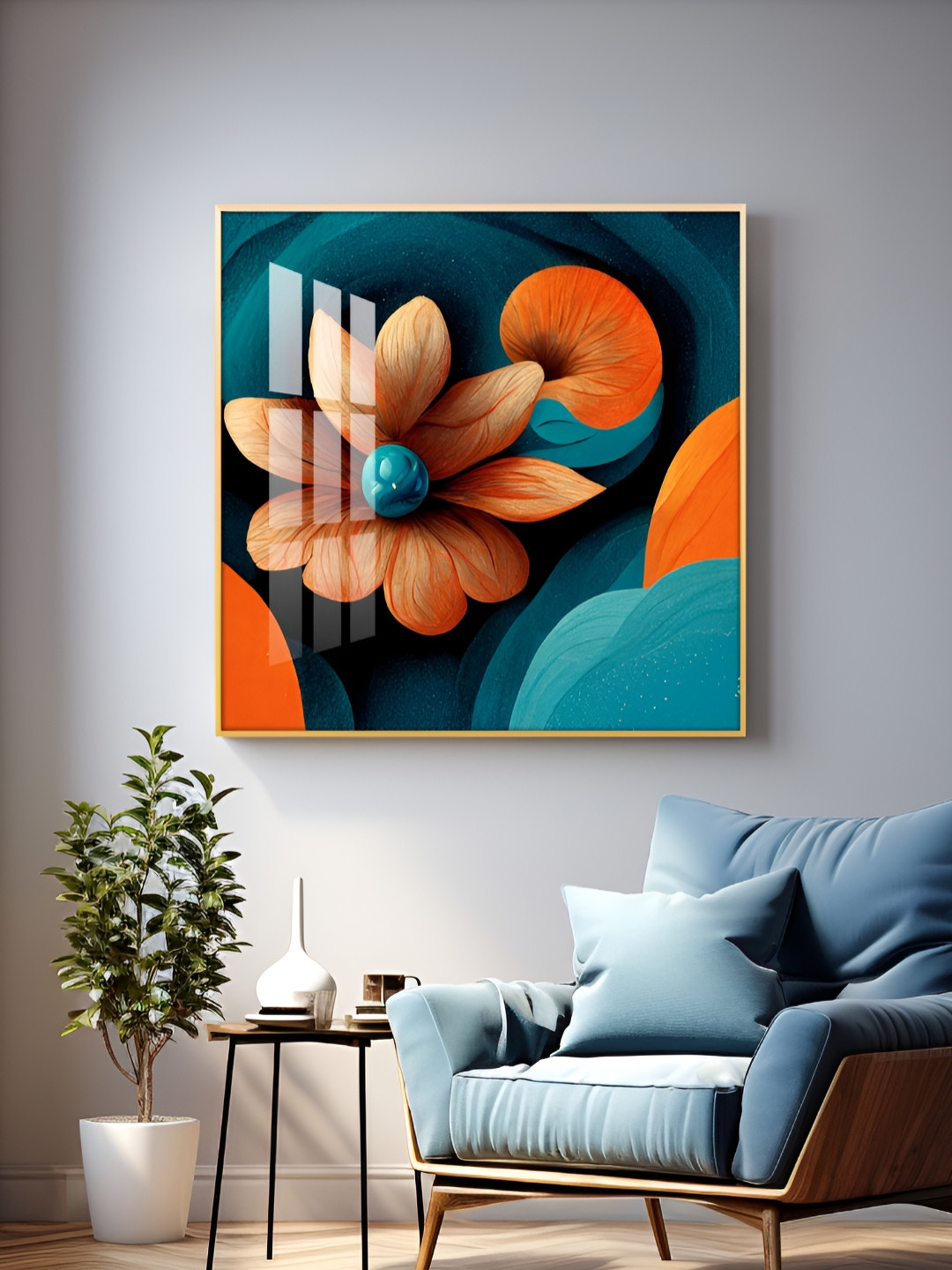 THE NEXT DECOR Abstract Floral Expression Plastic Glossy Wall Hangings-18In