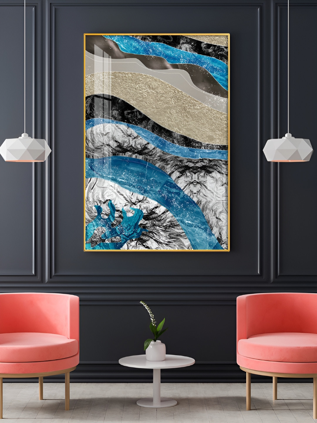 THE NEXT DECOR Abstract Horizon Plastic Glossy Hanging Hall Wall Hangings-18In