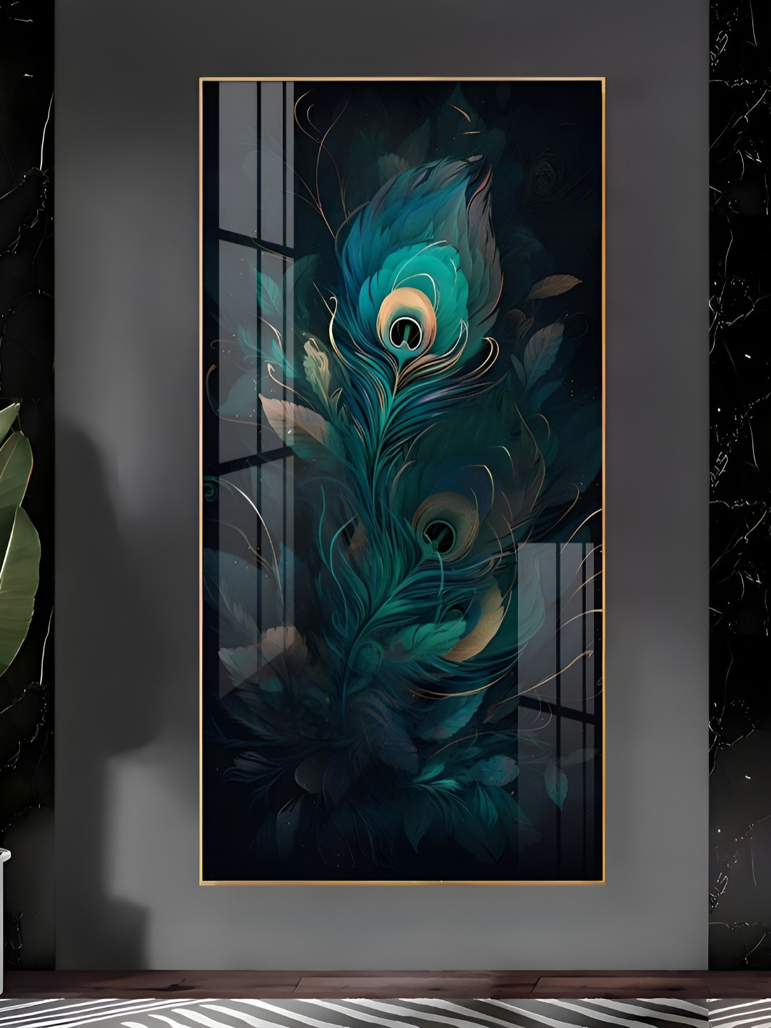 THE NEXT DECOR A Peacock's Elegance Plastic Ethnic Motifs Glossy Spiritual Wall Decor-24In