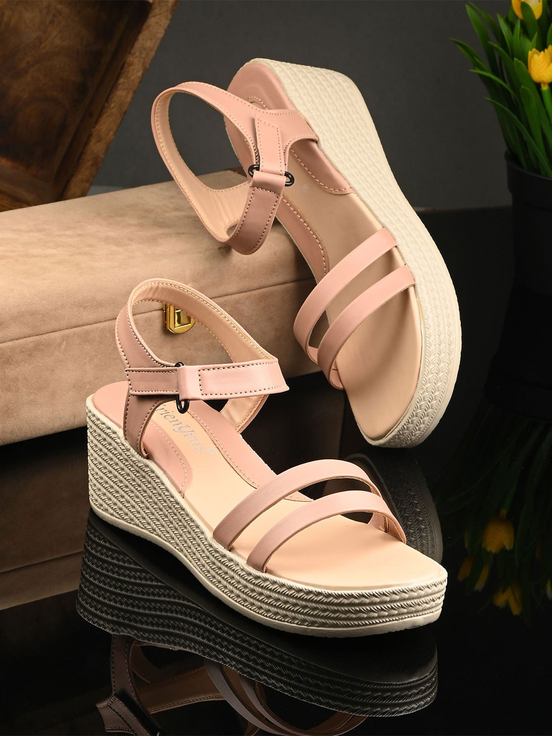 GrienYrus Women Open Toe Wedge Heel Sandals