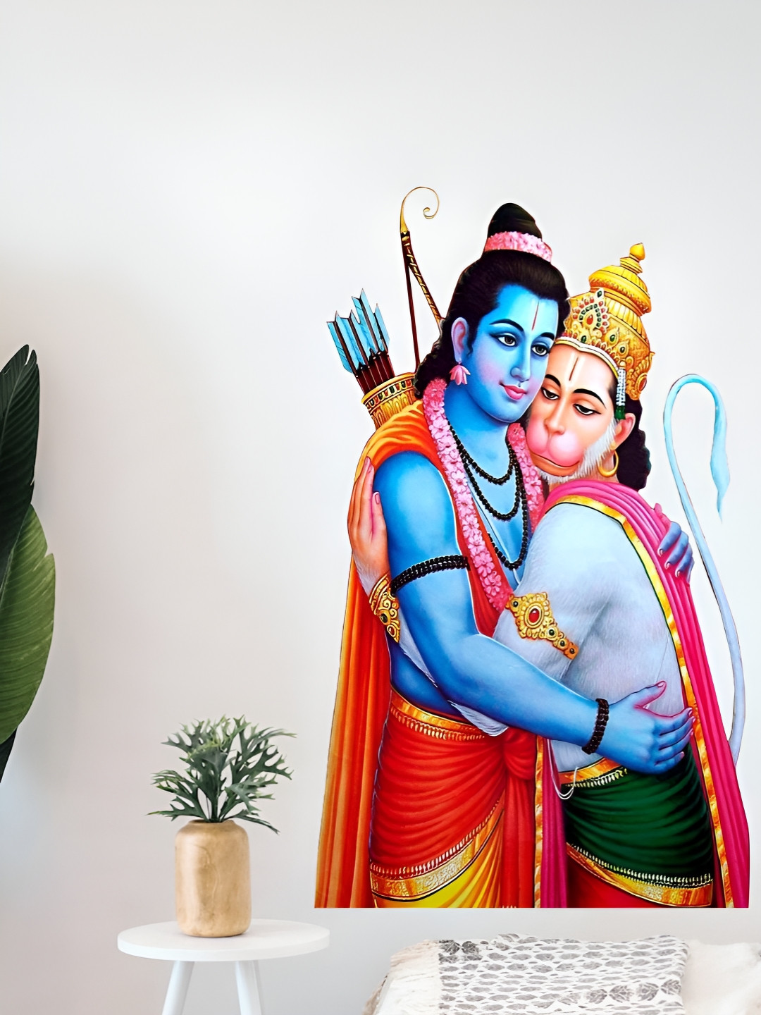 Decor Villa Mutlicolor Ram and Hanuman Wall Sticker