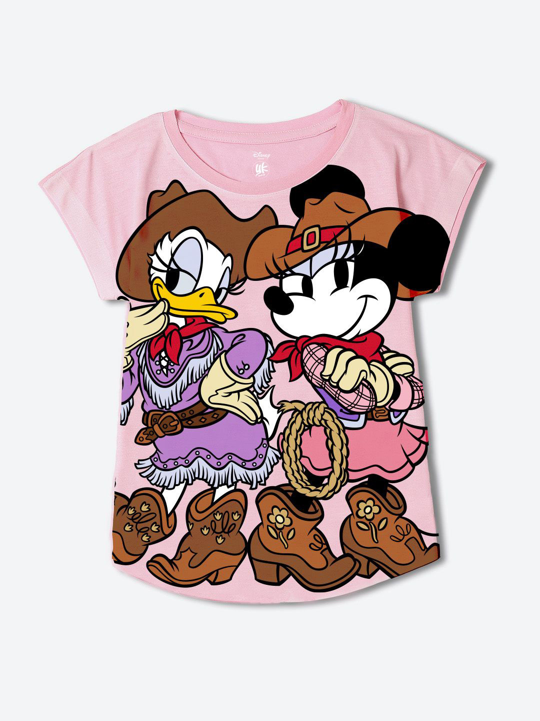 YK Disney Kids-Girls Graphic Printed Minnie Mouse Round Neck Top