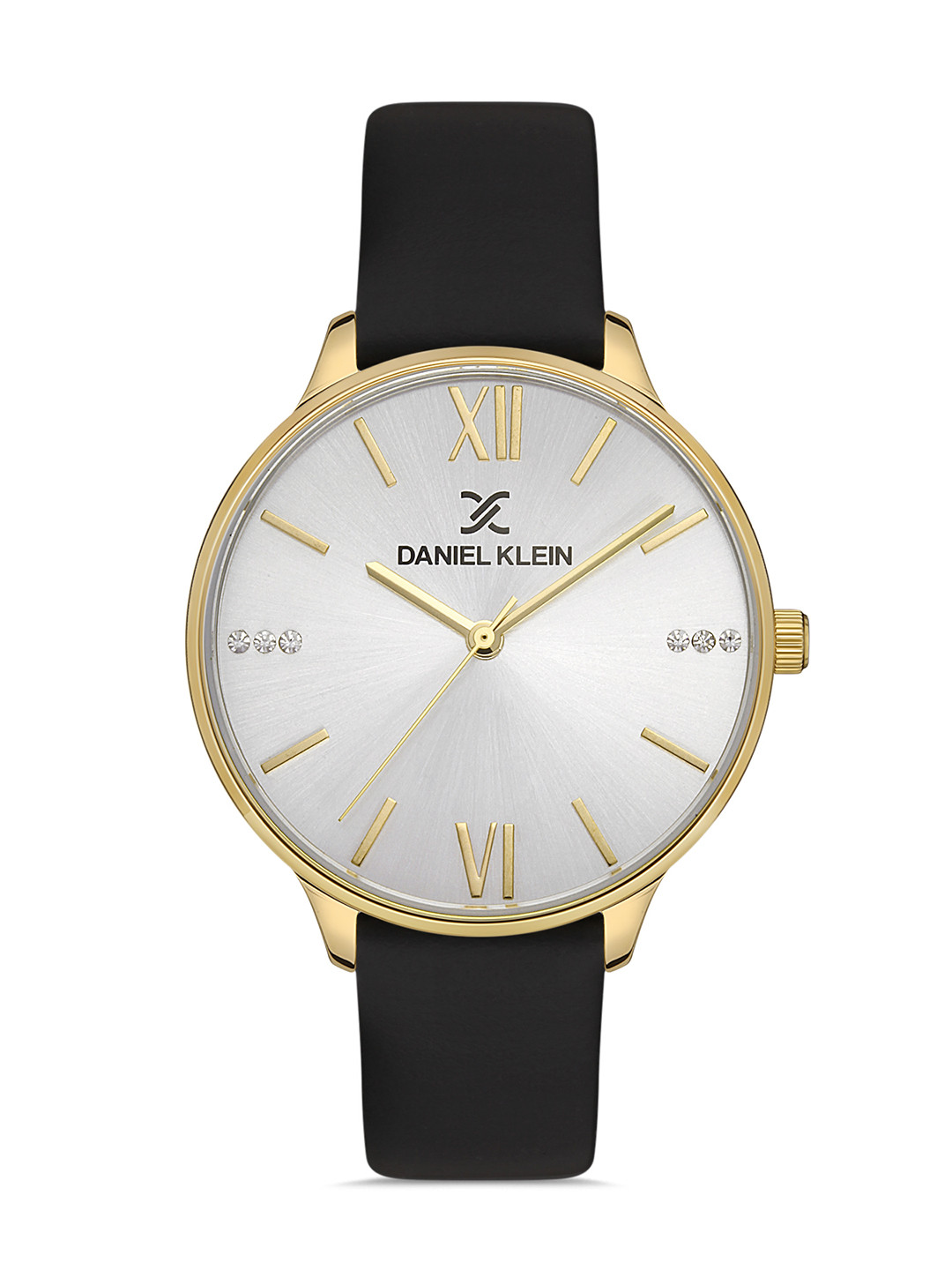 Daniel Klein Premium Women Silver Dial & Black Leather Strap Analogue Watch DK 1 13245-2