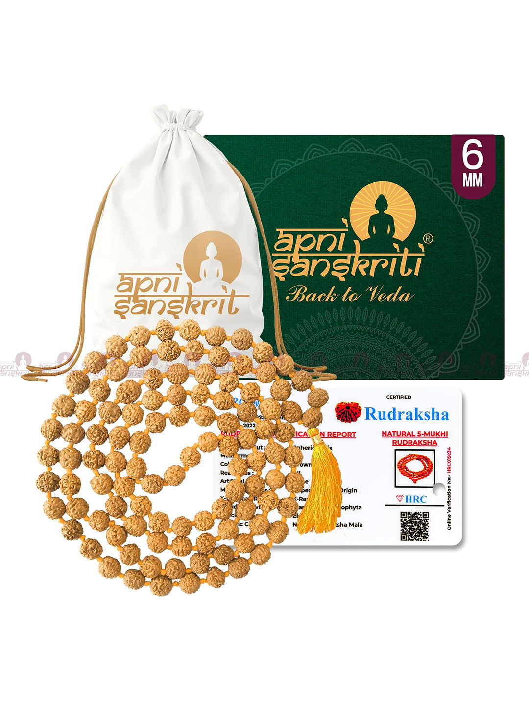 Apnisanskriti Unisex 5-Face Chikni Pathri Rudraksha Mala