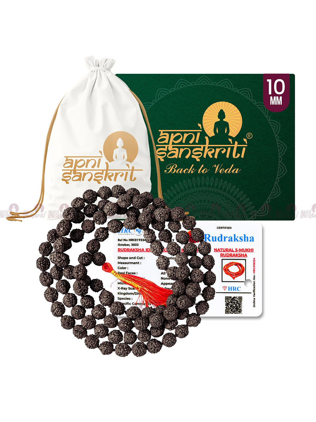 Apnisanskriti Unisex 5-Face Black Rudraksha 10mm Mala