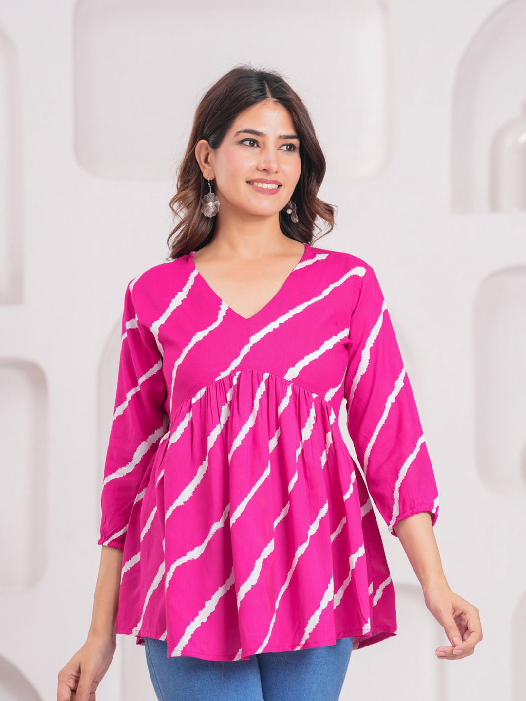 SARAI CREATIONS Women Leheriya Printed Tunic