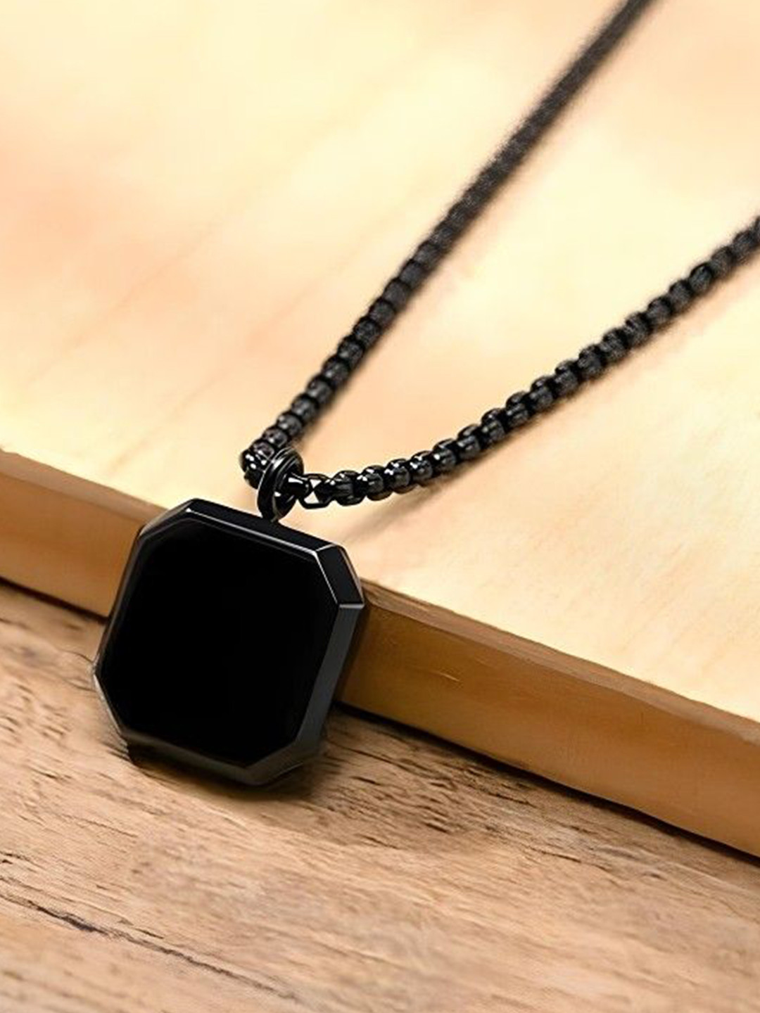 AGARWALPRODUCT Men Stainless Steel Square Shaped Pendant With Chain
