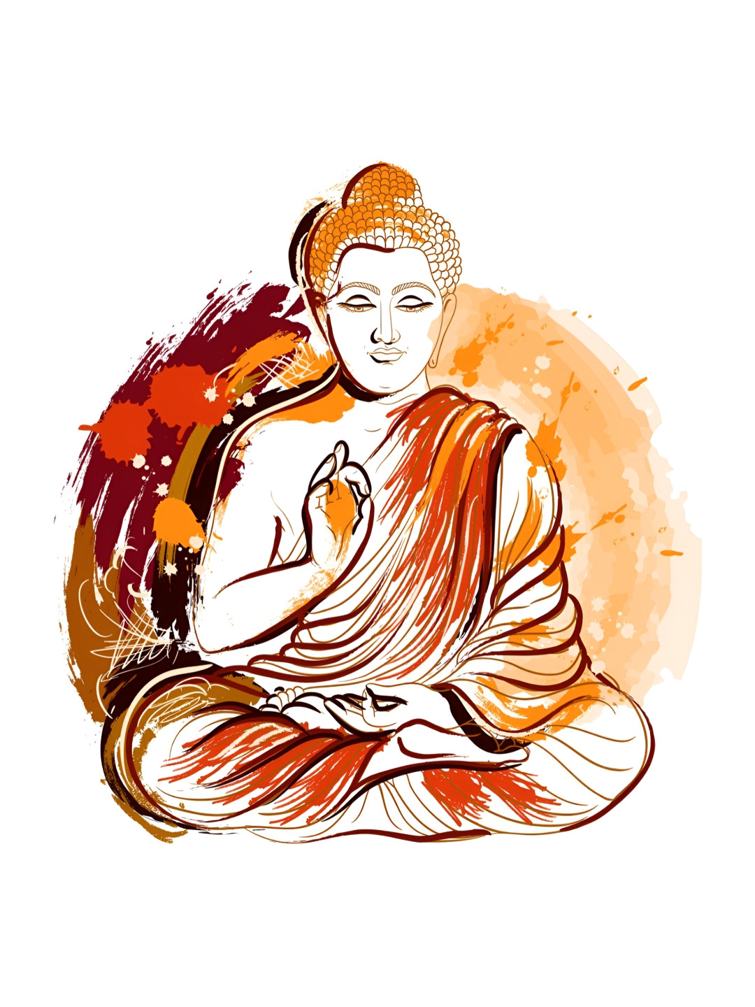 Decor Villa Multicolour Buddha Vintage Wall Sticker