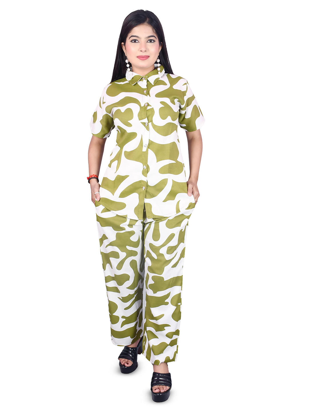 Naida Printed Shirt with Trousers