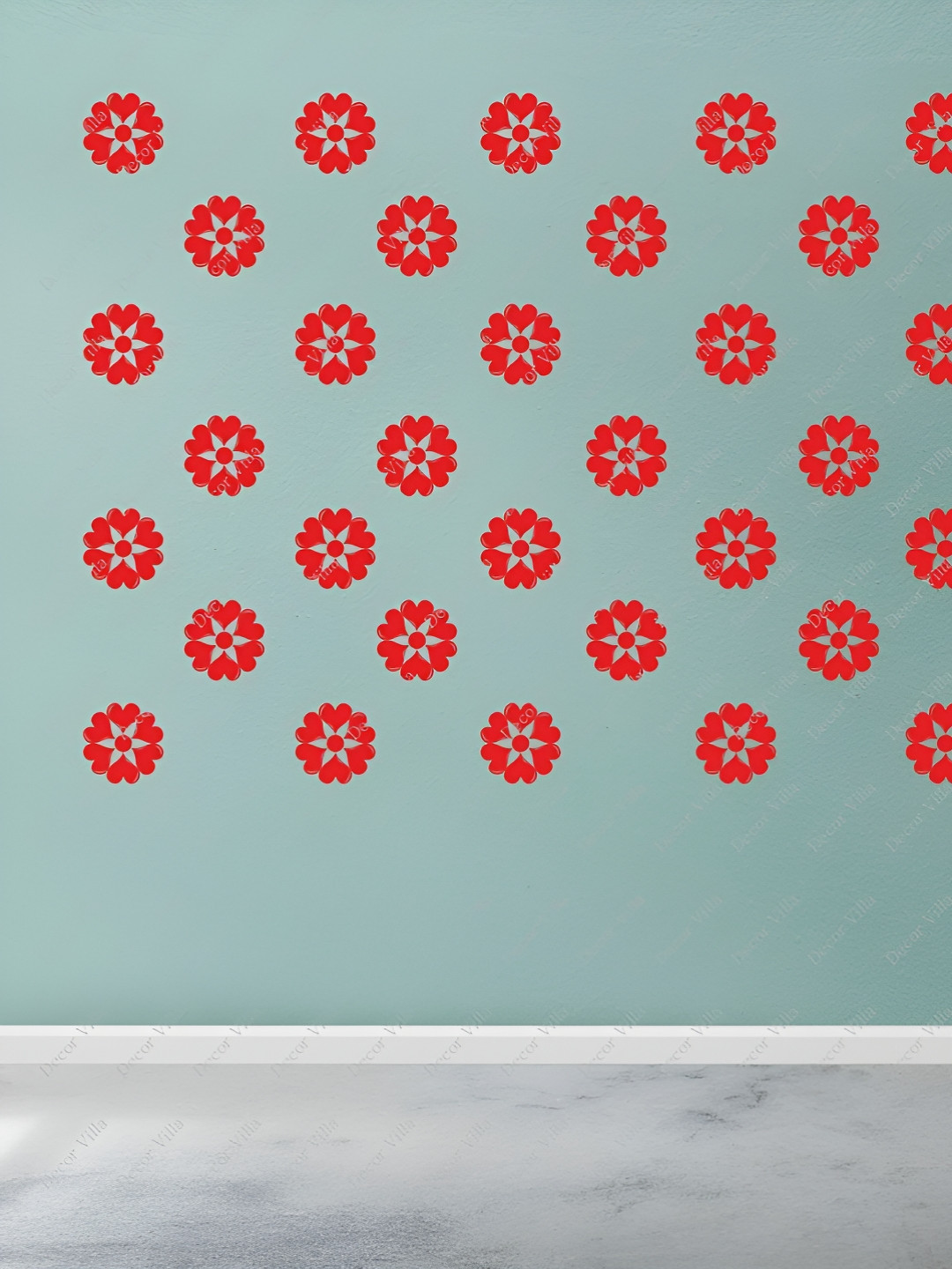 Decor Villa Multicolor Red Flower Wall Sticker