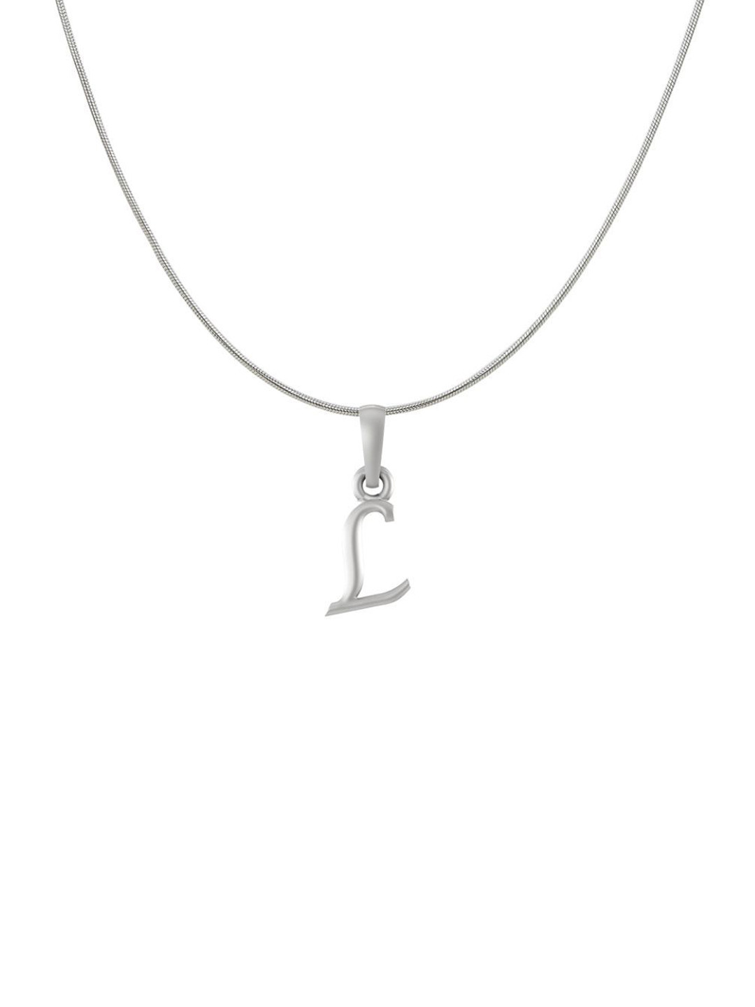AKSHAT SAPPHIRE 925 Sterling Silver L Alphabet Pendant with Snake Chain
