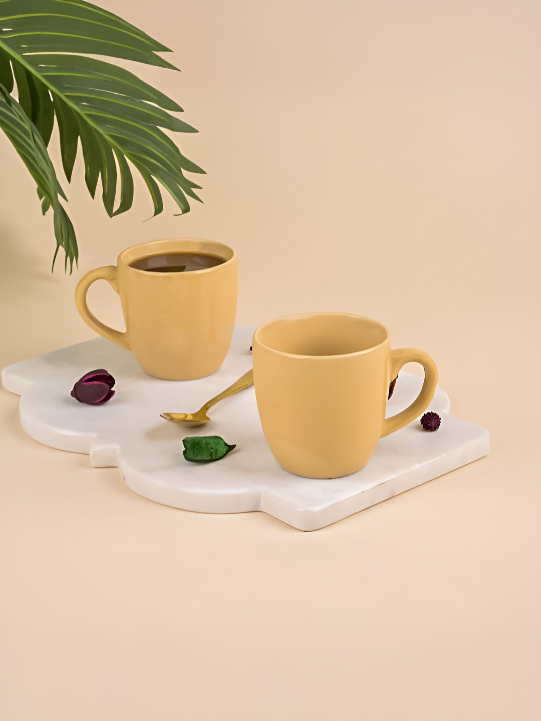 Storepedia Teramo Peach Ceramic Microwave Safe 2 Piece Mugs-200ml