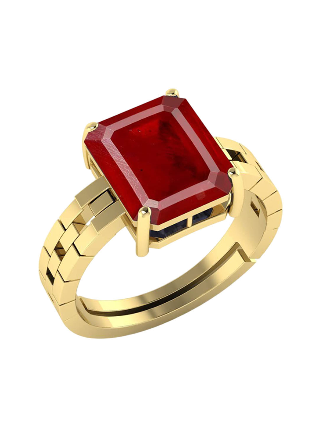 RRVGEM Ruby GemStone Gold Plated Adjustable 8.25 KT Manik Adjustable Finger Ring