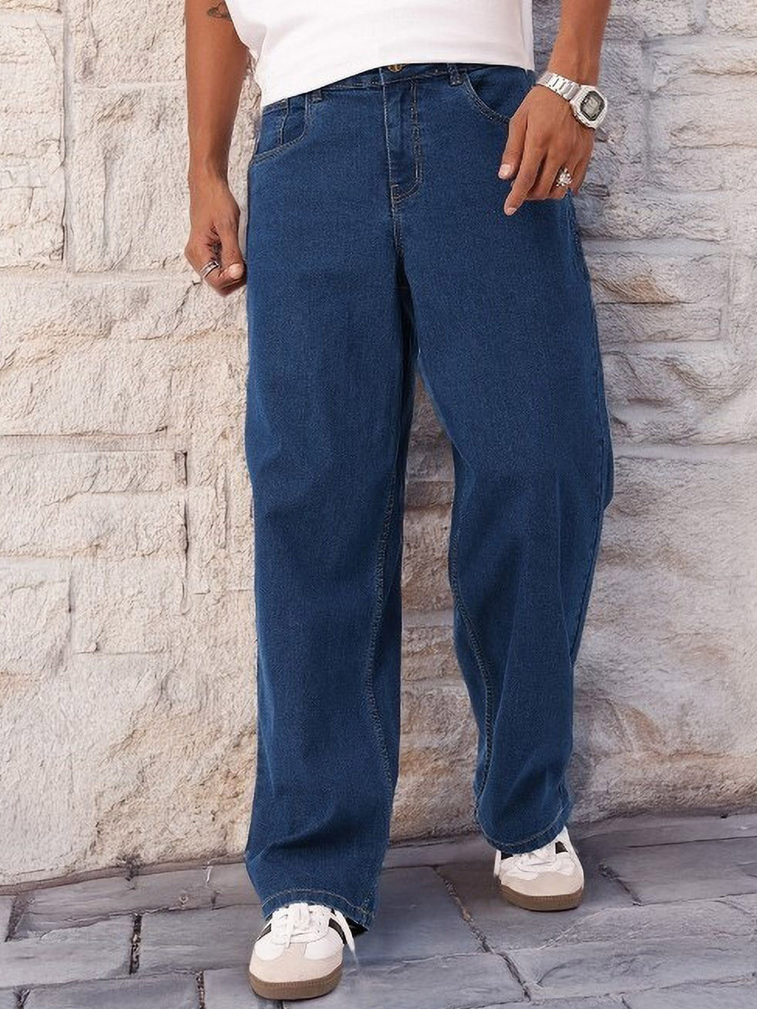 FUDE PRIDE Men Baggy Mid-Rise Stretchable Jeans