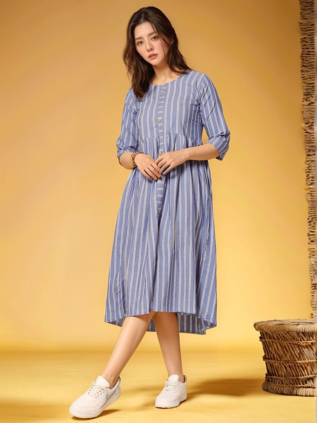 HERE&NOW Striped Fit & Flare Dress
