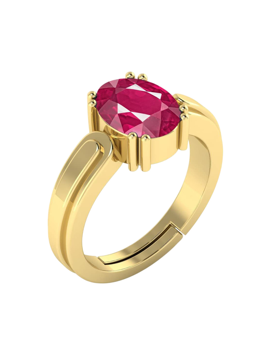 RRVGEM 13.00 KT Ruby Gold Plated Loose Gemstone Adjustable Ring