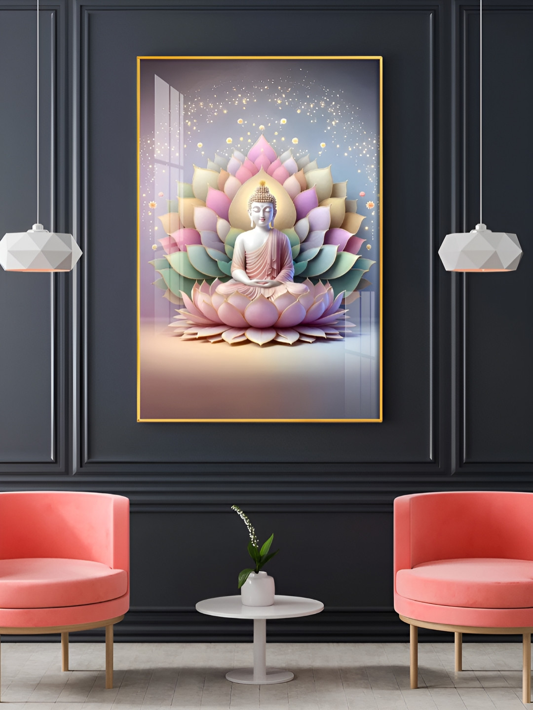THE NEXT DECOR Pastel Buddha Plastic Natural Elements Glossy Hall Wall Hangings-18In