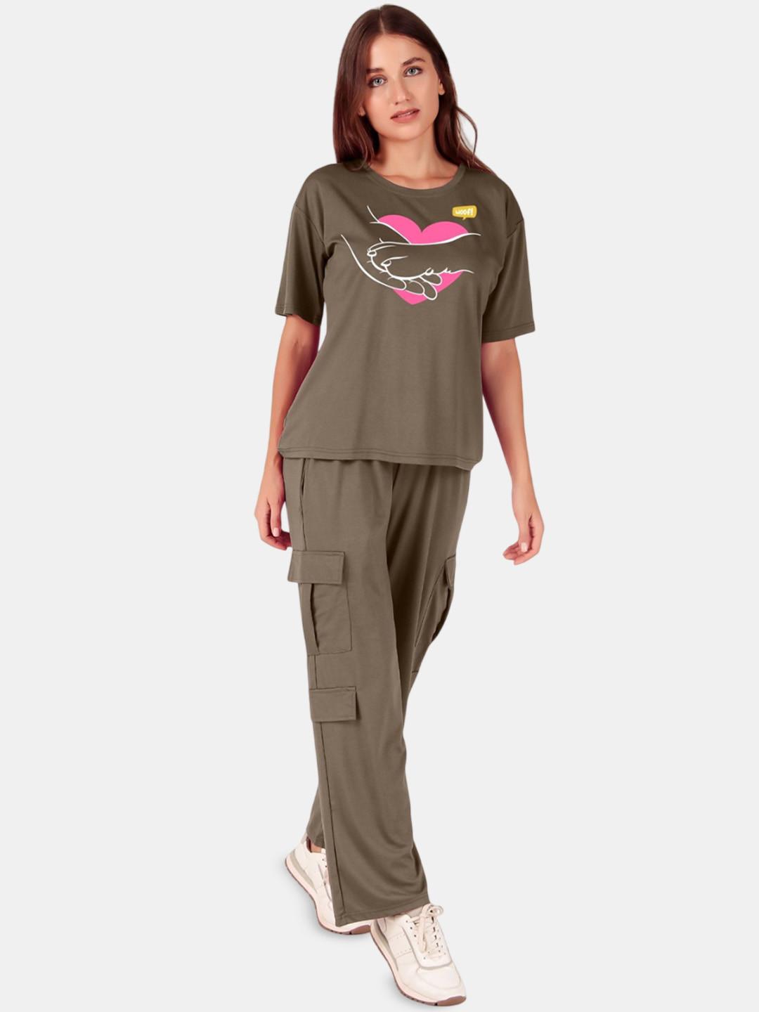 Fasense Printed Oversized T-Shirt & Cargo Pant Co-Ords