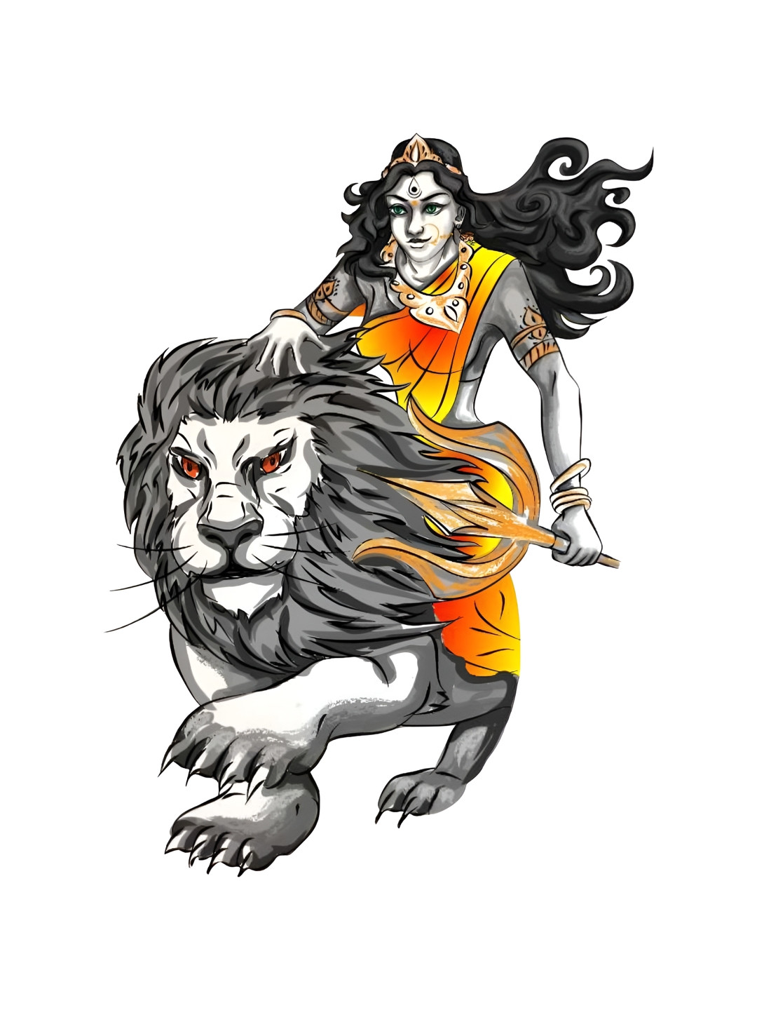 Decor Villa Multicolor Durga Maa Wall Sticker