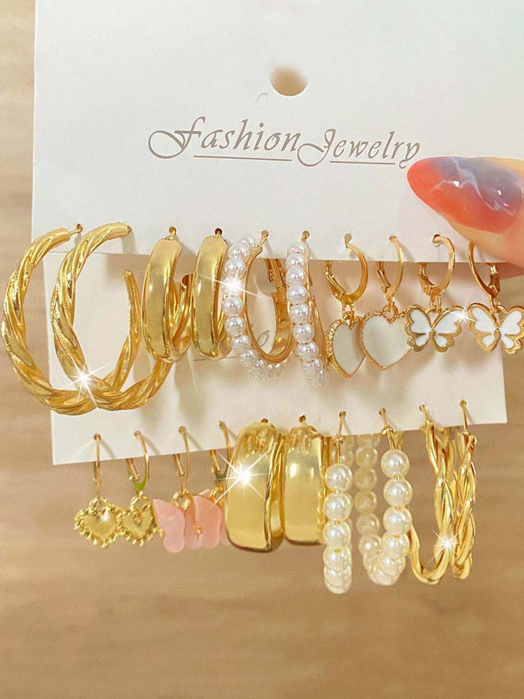GOLDIWALA Set Of 10 Contemporary Hoop Earrings
