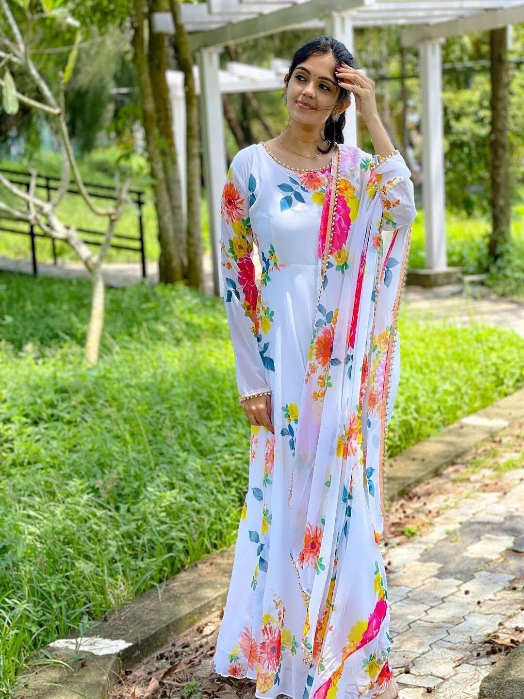 Raiyani Enterprise Floral Printed Anarkali Cottan Kurta